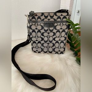 Black Coach Logo Canvas Small Crossbody Purse